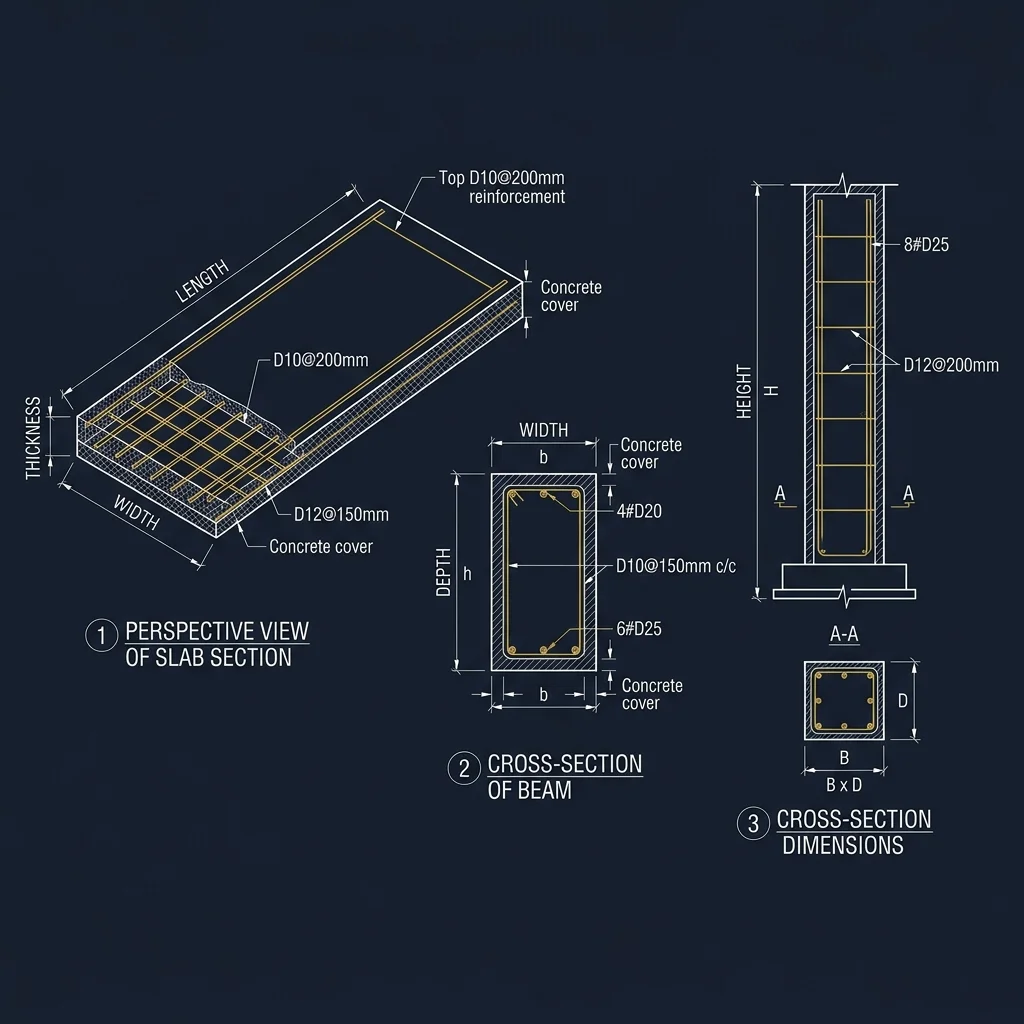 Concrete Structural Dimensions Diagram
