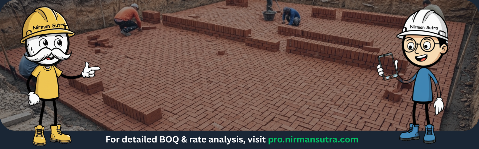 Flat bricks laid on a sand bed for horizontal flooring or pavement soling
