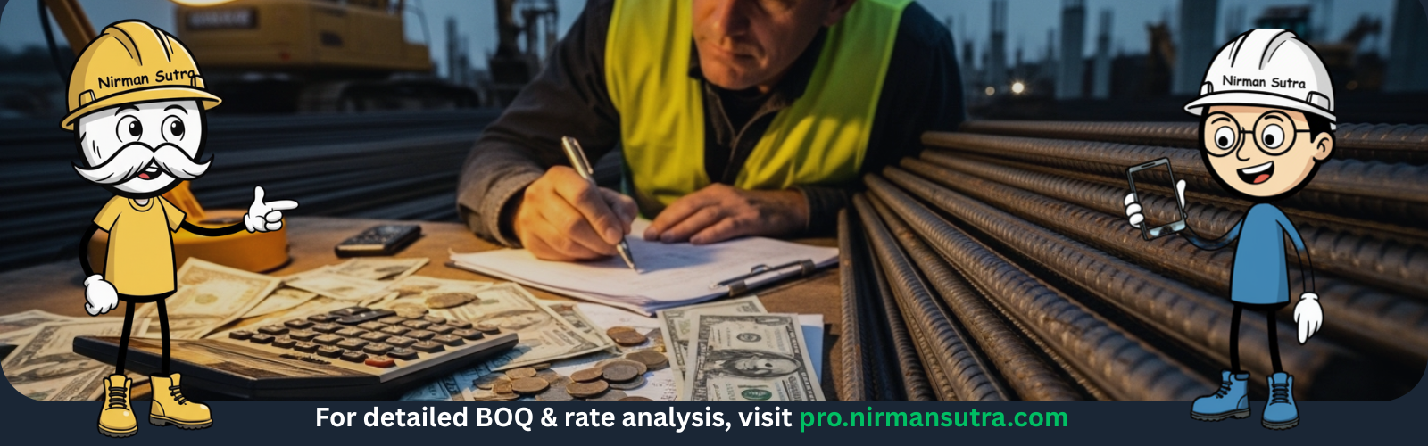 Accounting and calculation of structural steel costs for construction