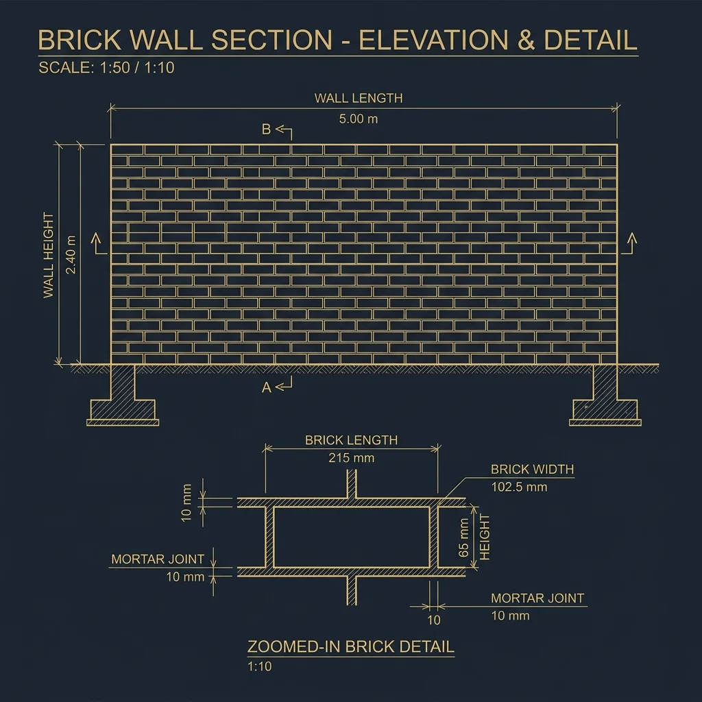 Brick Soling & Layout Dimensions Diagram